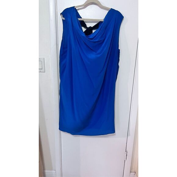 GEREN FORD BLUE SLEEVELESS SCOOP NECK BLOUSE BACK TIE SIZE L SILK - Picture 3 of 10